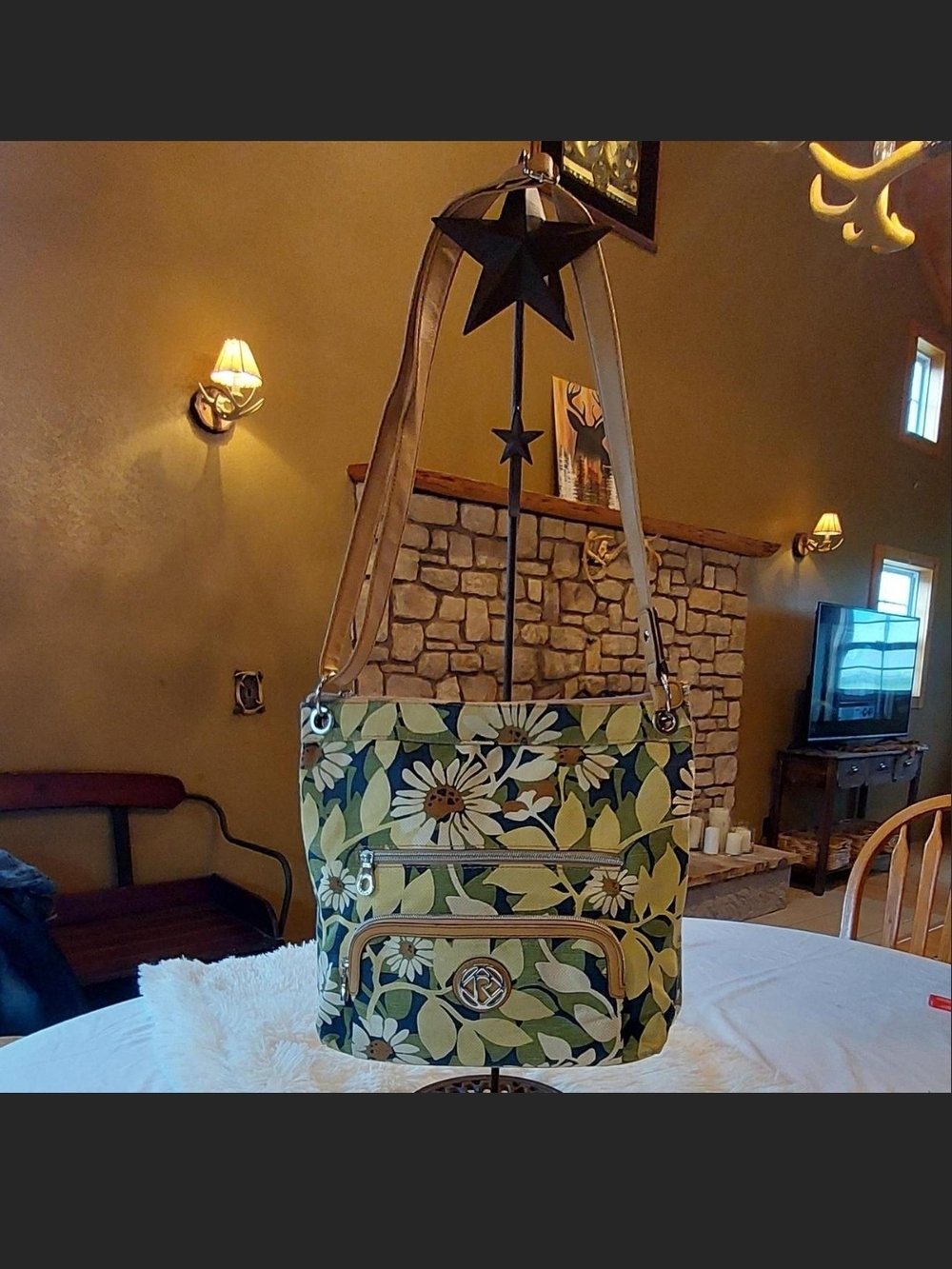 Vintage Relic by Fossil Sunflower Canvas Crossbody Bag